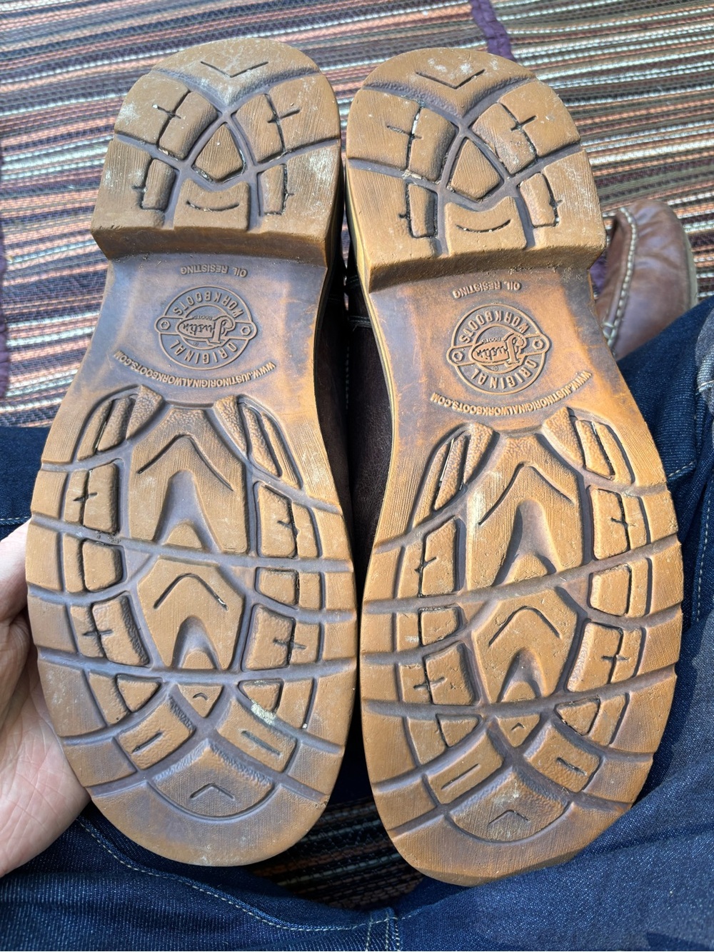 Justin Boots Brown Slip-On Western Work Boots - Picture 9 of 11